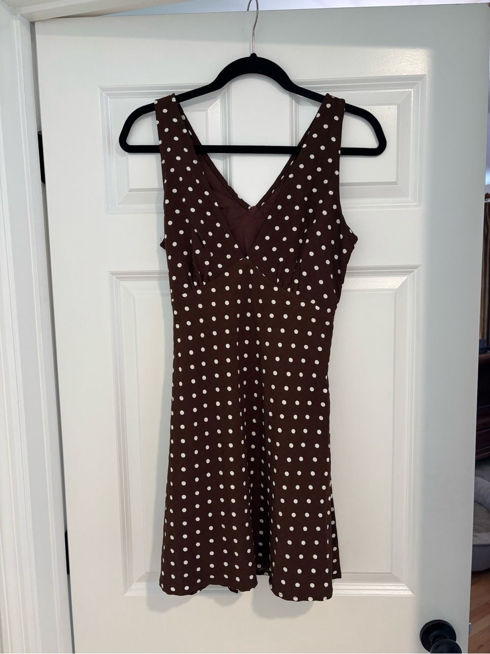 Princess Polly Nellie Brown Polka Dot V-Neck Mini Dress
